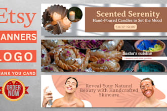 design your etsy shop banner, etsy banner and logo or website banner in 2 hours