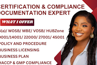 do 8a mbe, hubzone wosb iso haccp gmp fda 9001 14001 45001 27001 certification