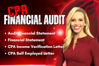 prepare and audit financial statement, sign cpa letter for income verification