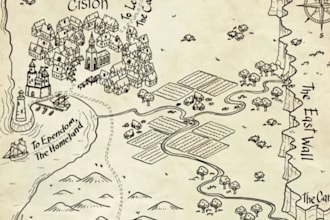 design event, tourist, and fantasy map illustration for you