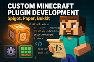 code custom minecraft plugin for paper, spigot, bukkit, smp server