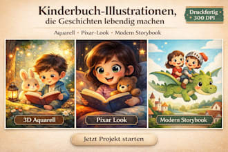aquarell kinderbuchillustration für kinderbuch geschichtenbuch buchillustration