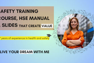 create safety training manual, training course, ehs course, video ppt slide, hse