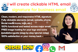 make professional clickable HTML email outlook signature, gmail iphone footer