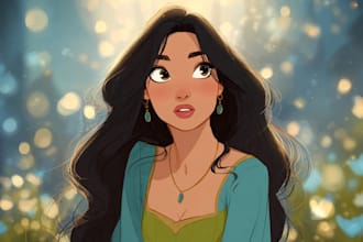 do cute disney cartoon portrait