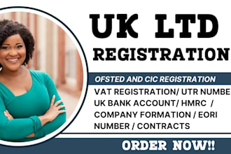 register your UK ltd company, canada, US and handle utr, vat and hrmc setup
