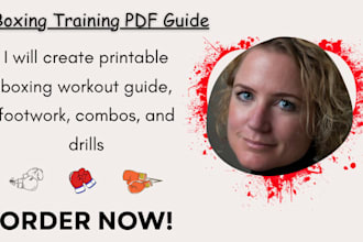create printable boxing workout guide, footwork, combos, and drills videos