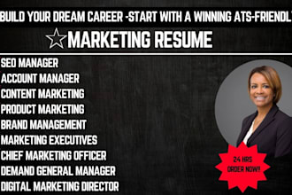 write a marketing , SEO manager ,account executives,content marketing resume