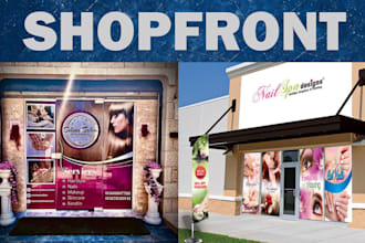 design creative yard sign, banner, billboard, signage, shopfront and storefront