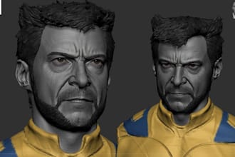 realistic 3d head model in zbrush face sculpt bust model stl file for 3d printin