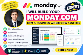 build your monday com CRM, workflows, automations and dashboards