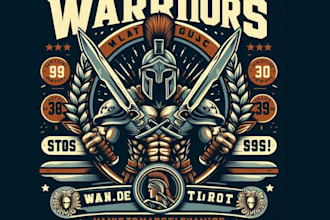 do vintage warrior mascot logo t shirt design
