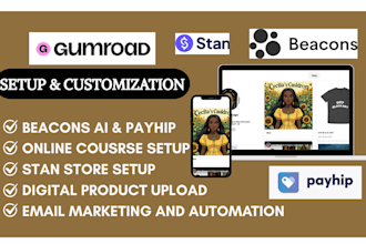 setup gumroad beacons ai payhip stan store setup stan store design marketing SEO