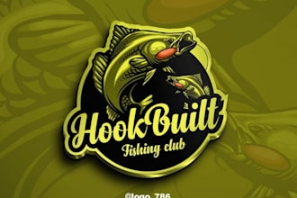 custom fishing logo design team, business, or outdoor brand