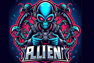 design esport mascot alien gaming logo