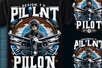 design an awesome t shirt pilot aviation logo for your business