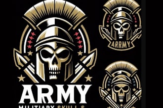 do army military skull spartan helmet logo