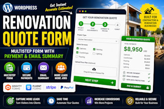 develop a multistep renovation form with payment and email summary