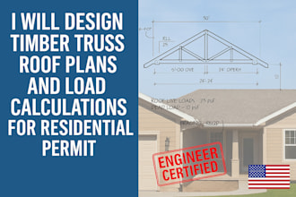 design timber truss roof plans and load calculations for residential permit