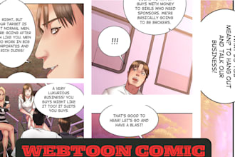 draw nsfw comic page webtoon cover manga storyboard in manhwa or anime style