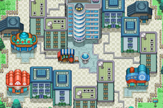 create custom pixel art tileset, tilemap, and rpg maps for 2d rpg or indie games