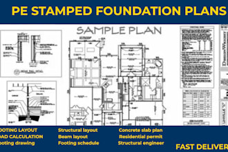 design foundation plans footing layout structural load calculations permit set