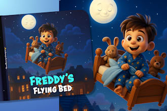 do ai pixar style children book cover design, children book illustration for kdp