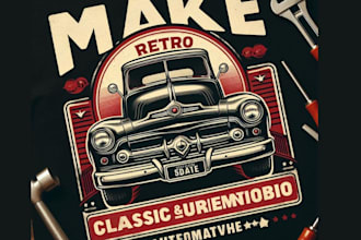 make retro t shirt classic car automotive logo