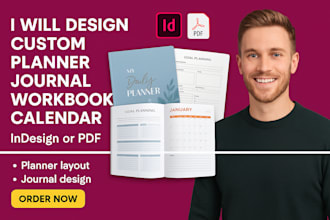 design custom planner design journal design workbook calendar in indesign or PDF