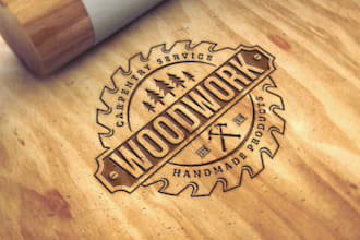 custom woodworking logo design handcrafted branding for your craft