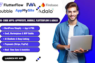 build cross platform apps with appmysite bubble flutterflow adalo web app expert