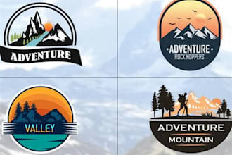 custom mountain logo design bold, rugged nad built to inspire adventure