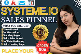 build systemeio landing page,systemeio sales funnel, website design and clone