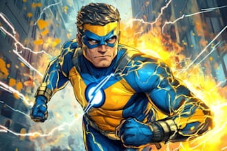 draw you a dc or marvel style comic book superhero character