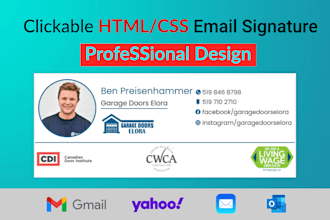 design professional html email signature for gmail, outlook etc