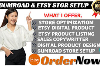 do gumroad stan store setup etsy digital product listing and sales copywritter