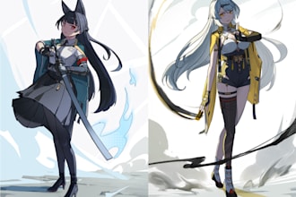 draw anime illustration, oc, pfp, fanart and vtuber art