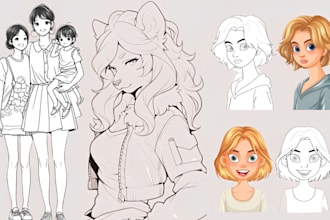 draw detailed full body, nsfw, chibi, furry, oc, anime or manga vector line art