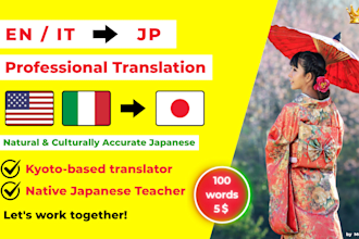 translate your english or italian texts into clear and accurate japanese
