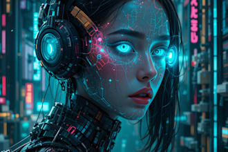 create realistic scifi, cyberpunk, fantasy  art illustrations