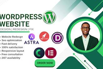 wordpress website, landing page with elementor pro, divi, astra pro, crocoblock