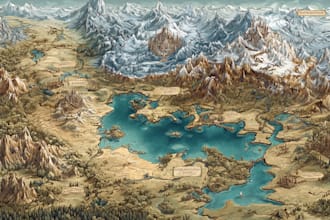 create fantasy map illustration for dnd, novels and games
