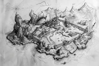 make fantasy map illustration for dnd, novels and games