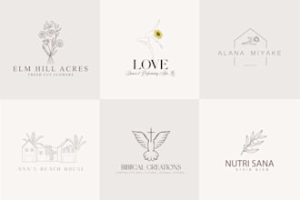 design minimalist line art boho botanical line art feminine hand drawn logo