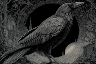 draw dark art illustration with engraving style