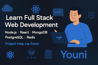 teach and guide you in nodejs react mongodb postgresql and redis