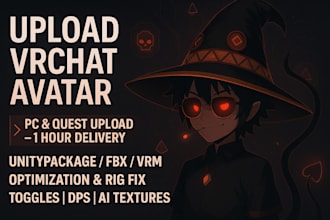 upload your vrchat avatar for PC and quest 1 hour delivery