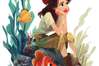 do cute disney cartoon portrait