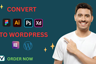 convert figma to wordpress using elementor or acf, divi