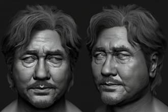do realistic 3d head model face sculpt bust model in zbrush stl file 3d printing